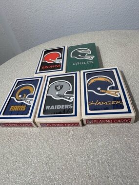 Vintage 1970s NFL Playing Cards Lot - 5 Team Decks - Helmets & Logos